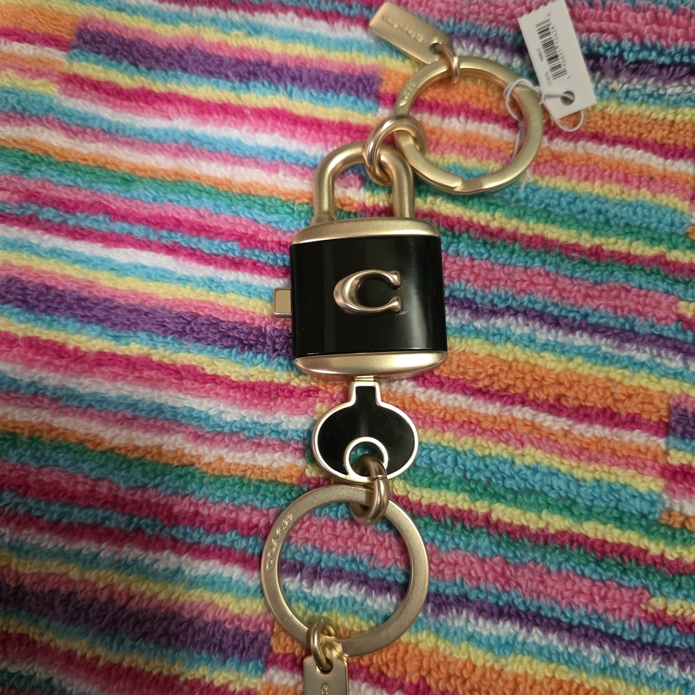 Coach Black and Gold Padlock Keychain/Bag Charm